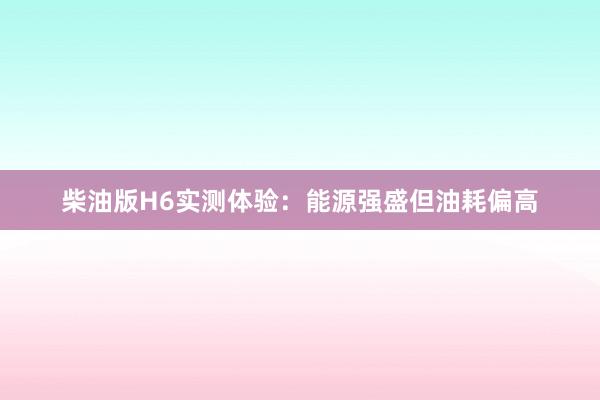 柴油版H6实测体验：能源强盛但油耗偏高