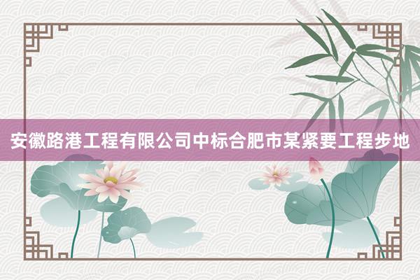 安徽路港工程有限公司中标合肥市某紧要工程步地